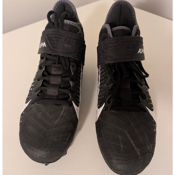 Nike Shoe Alpha Menace Pro 2 Mid Black White Traction Size US 9 Football Cleats - Picture 9 of 9
